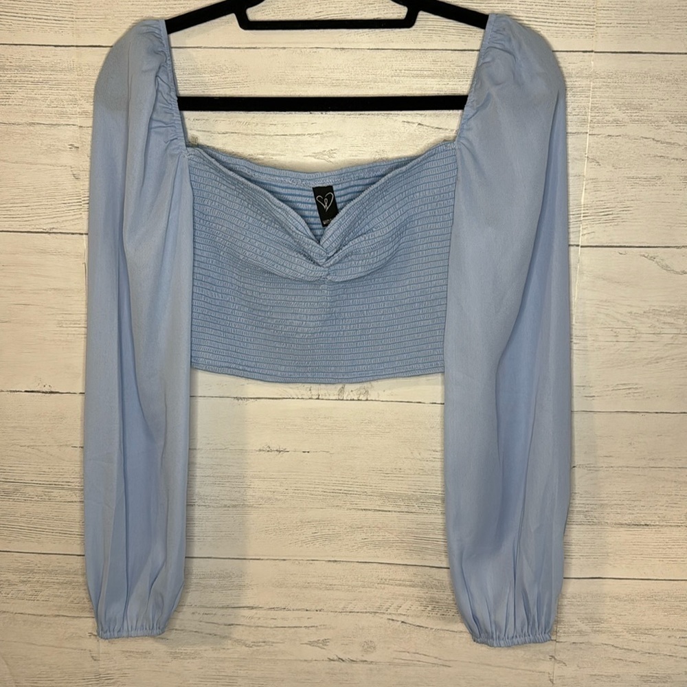 Windsor Sheer Elastic Long Sleeve Crop Top | SIZE S